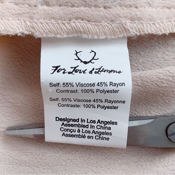 For Love and Lemons Hayley Lace Trimmed Tie Bow Blouse Peach Pink Size XS - Picture 5 of 8